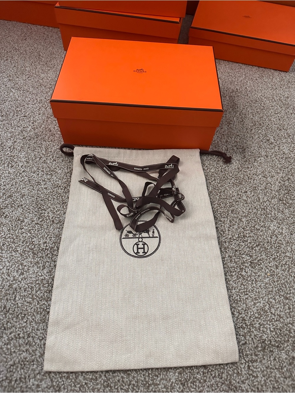 Men's Dust Bag with Dark Brown Drawstring - Beige